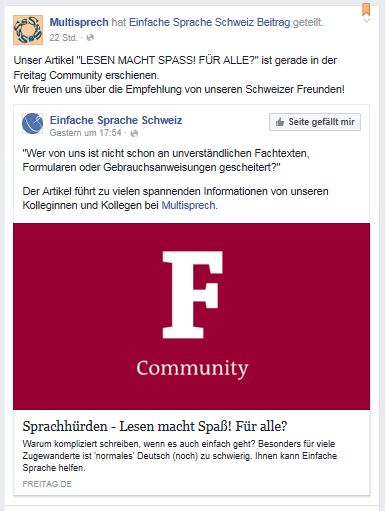 Einfache Sprache Schweiz zu Artikel Freitag 15.7.16